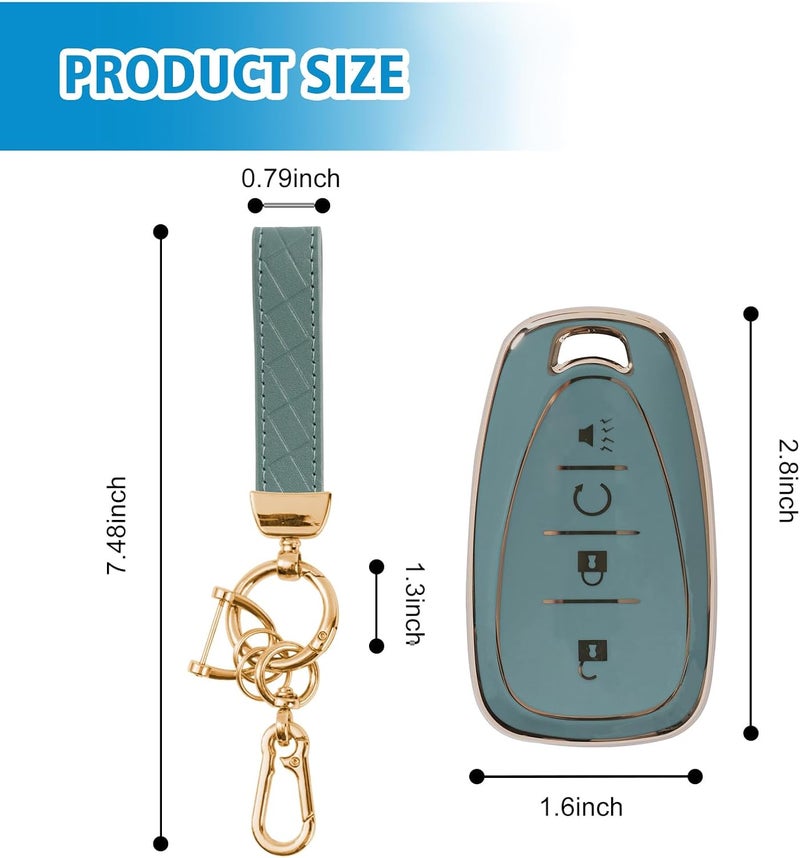 Rislobx Key Fob Cover Fit for Chevy Key, Car Key Case Protector for Volt Bolt Spark Equinox Traverse Trax (4 Buttons Blue) - Image 3